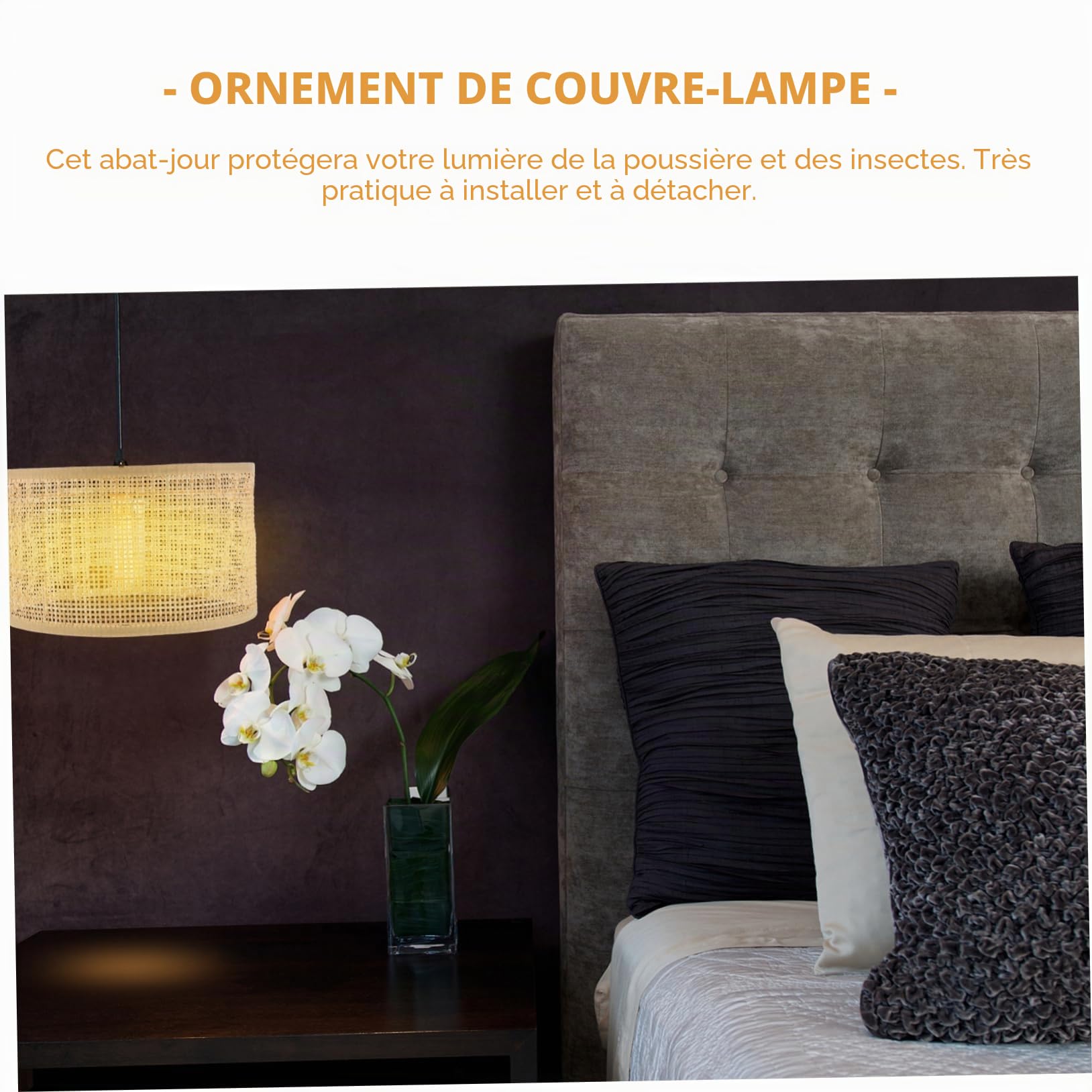 DOITOOL Abat Jour Rotin Tissé la Main pour Plafonnier, Abat-jour Suspendu Créatif, Finition Soignée, Protège les Yeux, Décoration Maison Rustique Élégante