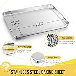 12.5 Inch Baking Pan with Rack Set, Joyfair Quarter Stainless Steel Toaster Oven Tray with Cooling Rack for Cookies/Meats/Bacon, Heavy Duty & Commercial Grade, Mirror Finish & Dishwasher Safe | Bakeware Pan & Grid Rack for Cooling Cookie, Roasting Ch