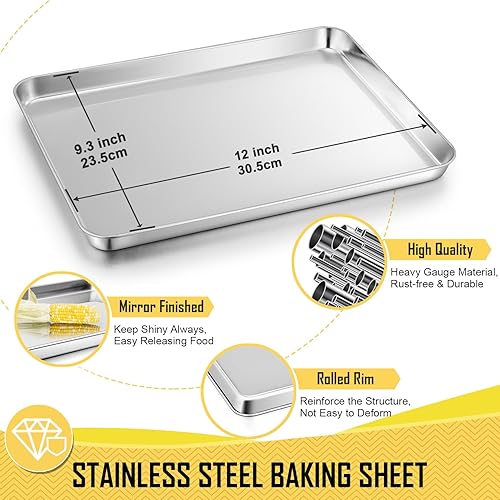 Miniatura 2 de Joyfair - Bandeja para hornear de 12.5 pulgadas con juego de estante, bandeja para horno tostador de acero inoxidable con estante de refrigeración