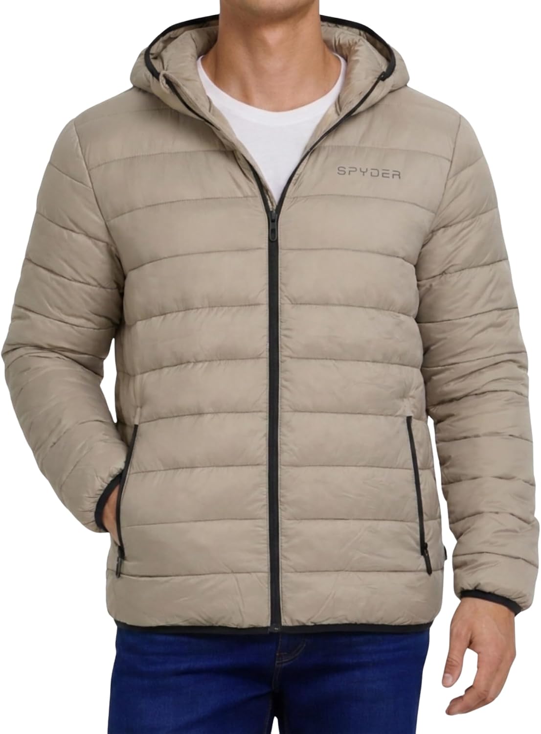 Spyder Puffer Jacket Men - Packable Lightweight Quilted Hooded Winter Coat
