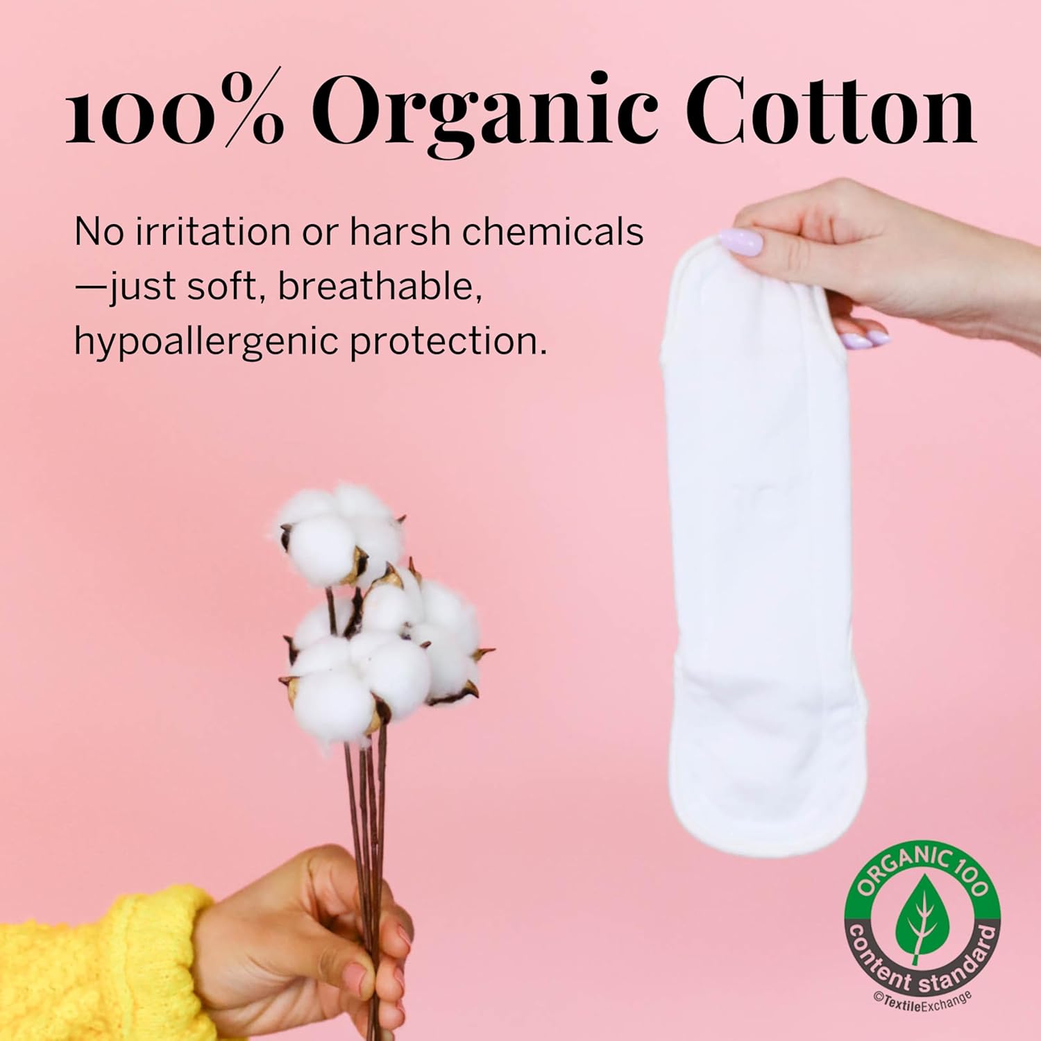 Pixie Organic Cotton Cloth Menstrual Pads - Reusable Regular Absorbency 5 Pack - Certified Organic Cotton Top Layer - Snap Wings for Secure Fit - Machine Washable - Wet Bag Included - Image 2