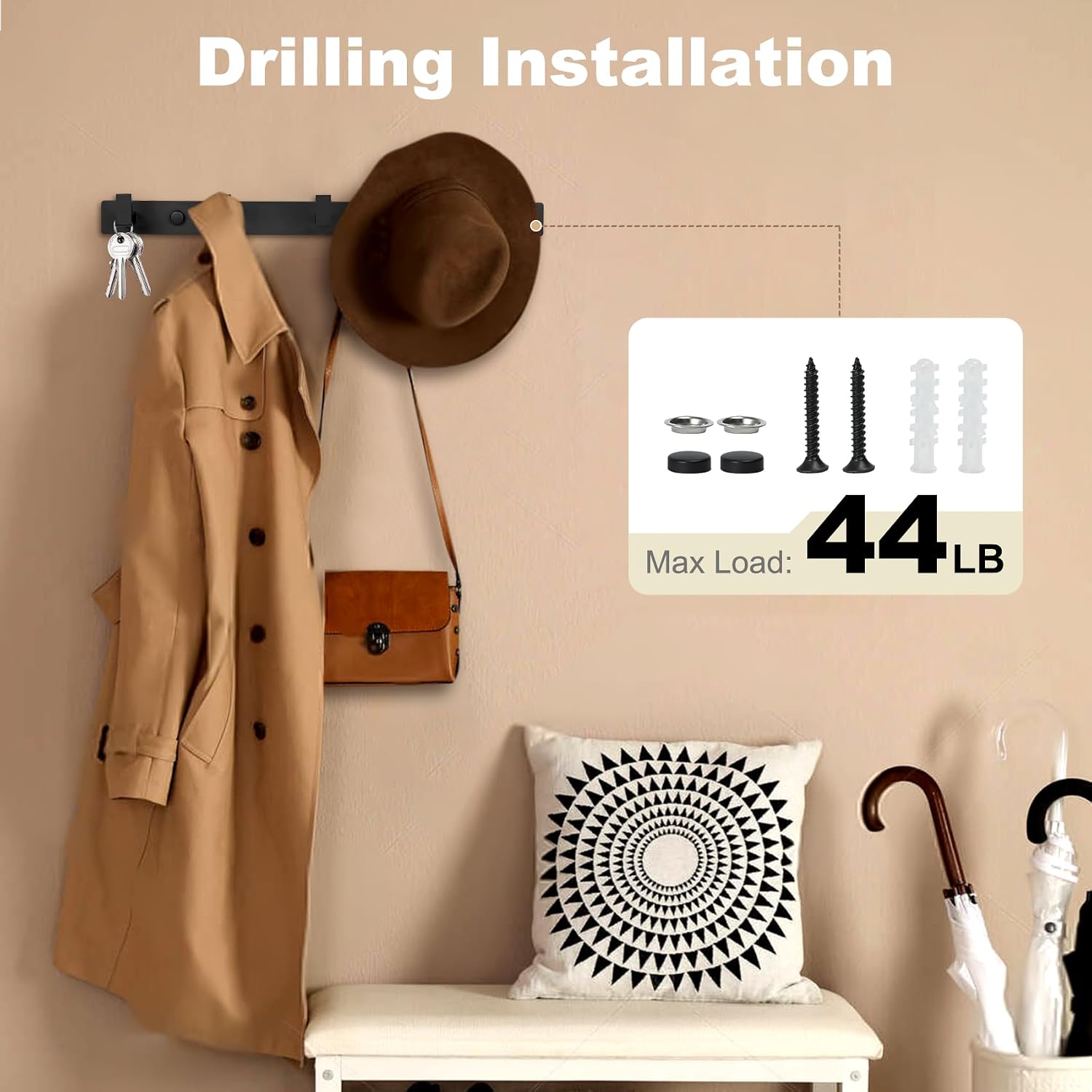Metal Coat Rack 1 Pcs and Magnetic Key Rack image 4