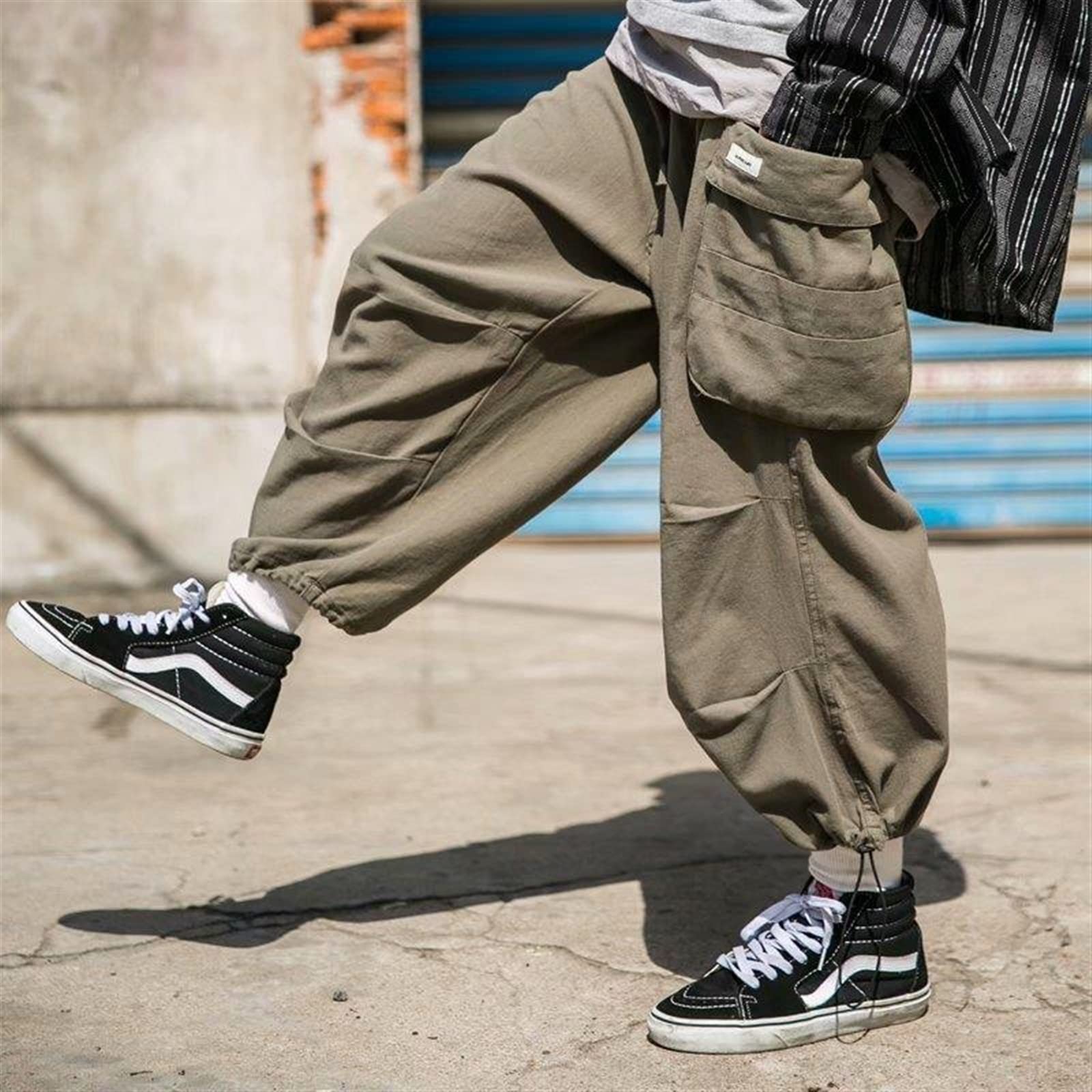 Harajuku Vintage Wide Leg Oversize Pants Men Casual Joggers Harem Pants  White Cargo Pants Skateboard Trousers