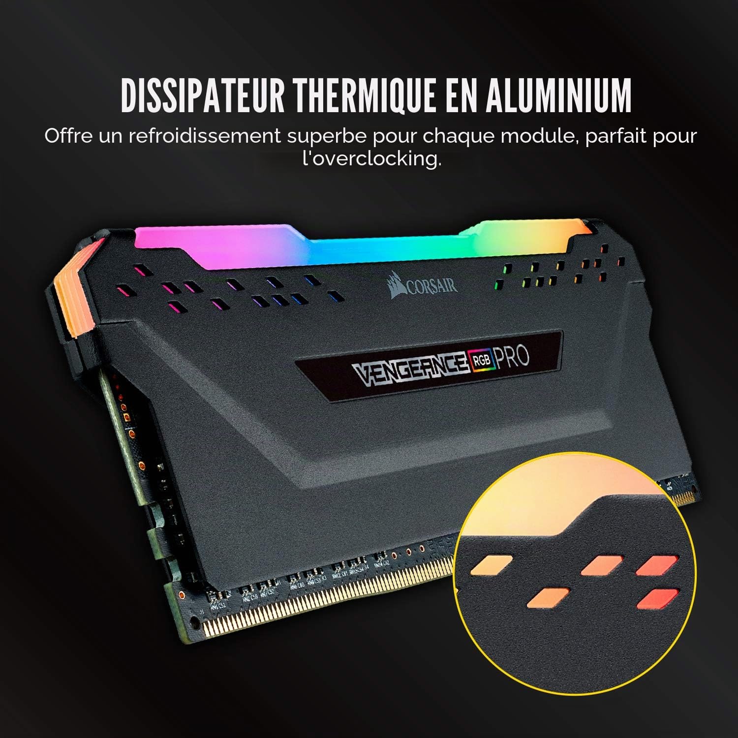 Corsair Vengeance RGB Pro DDR4 RAM 32Go (2x16Go) Jusqu'à 3600MHz (PC4-28800) C18 – Noir (CMW32GX4M2D3600C18)