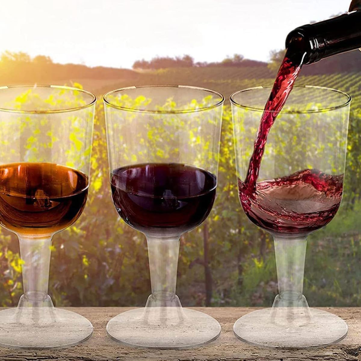 48pcs 180ml Plastic Wine Glasses with Detachable Base Reusable Cocktail Party Cups for Festivals and Events