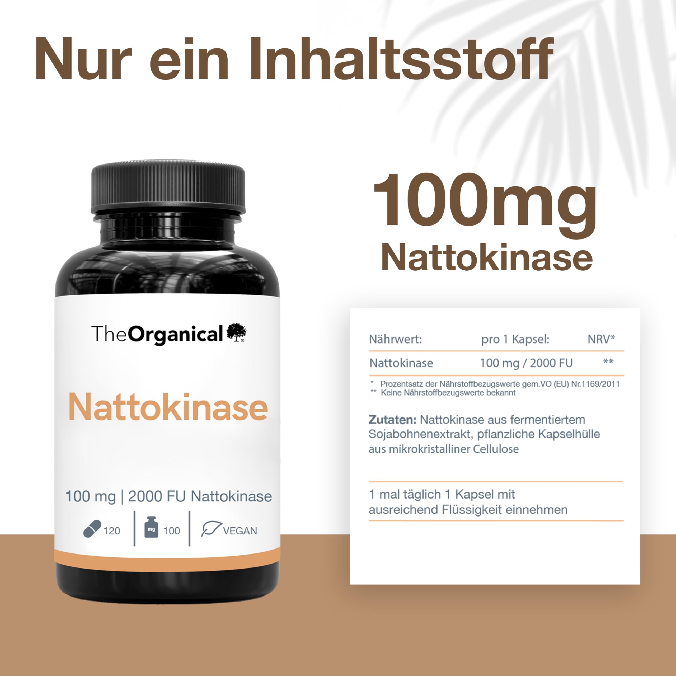 Neu: TheOrganical®: Nattokinase 100 mg (2000 FU) | 120 Kapseln | Hergestellt in Hamburg | Ohne Zusatzsoffe & Hochdosierte | nattokinase 2000 Fu | Nattokinase hochdosiert