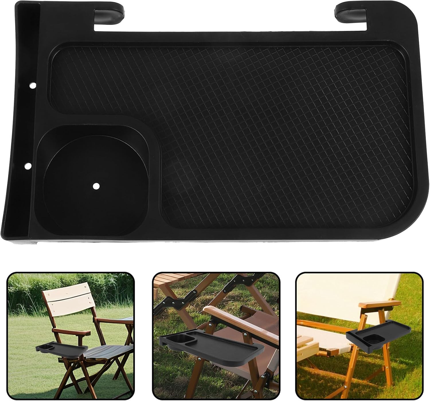 Toddmomy Chair Cup Holder Side Rack Tray 11.02X6.69 Inch Abs Plastic Organizer for Outdoor Folding Chairs Camping Beach Chair Armrest