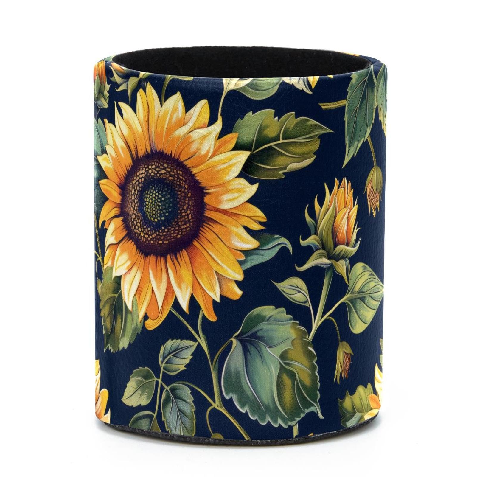 VAPOKF Round Pencil Holders for Desk, Sunflower Pen Holders Pen Pot Makeup Brushes Storage Desktop Stationery Supplies Organiser for Home Office
