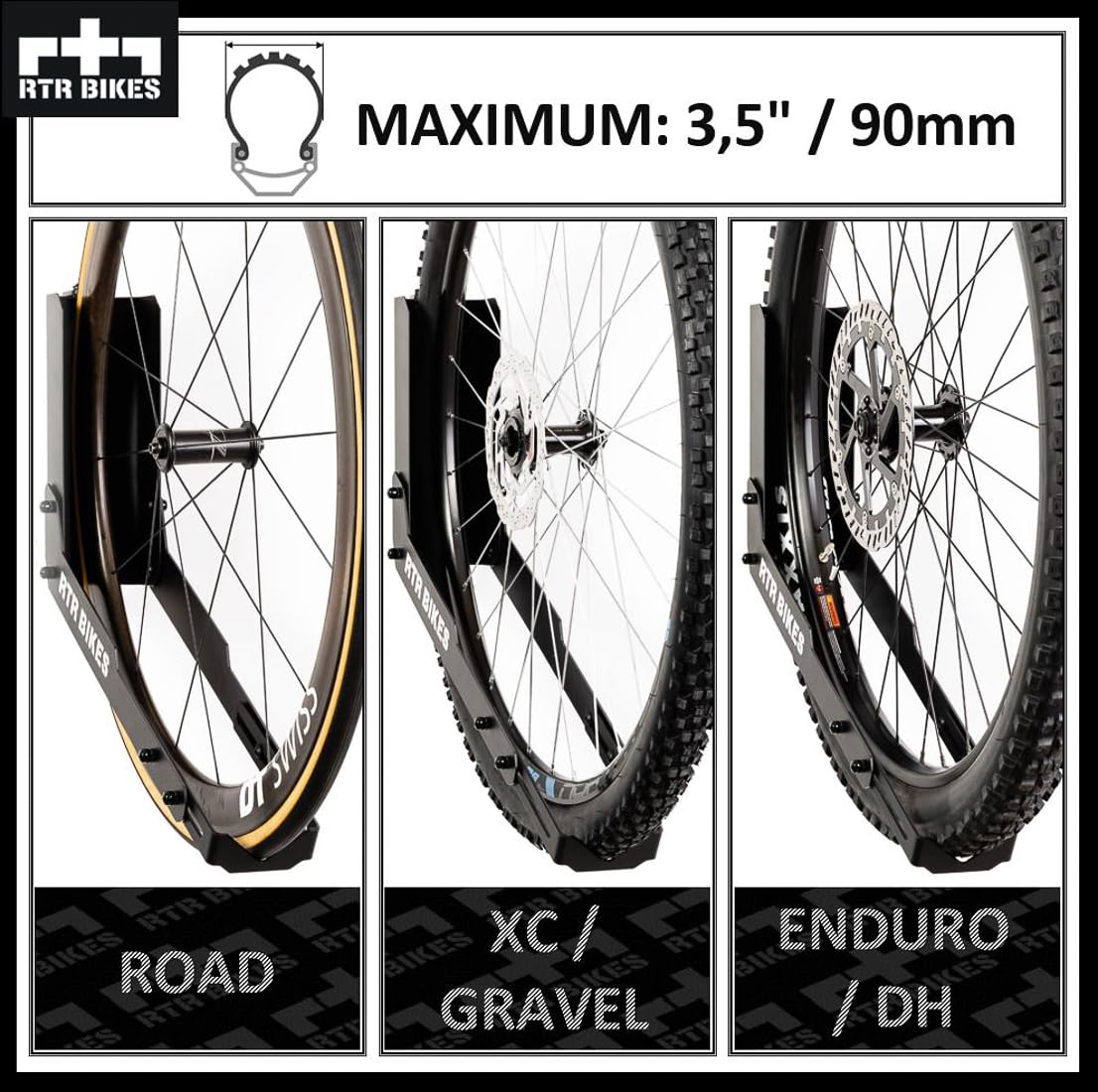RTR BIKES Kranked Twist Soporte Bicicleta Pared Giratorio – Colgador Vertical Rotativo 180° – para E-Bikes y MTB hasta 30kg – Ruedas 24-29" – Ahorra Espacio – Hecho en UE