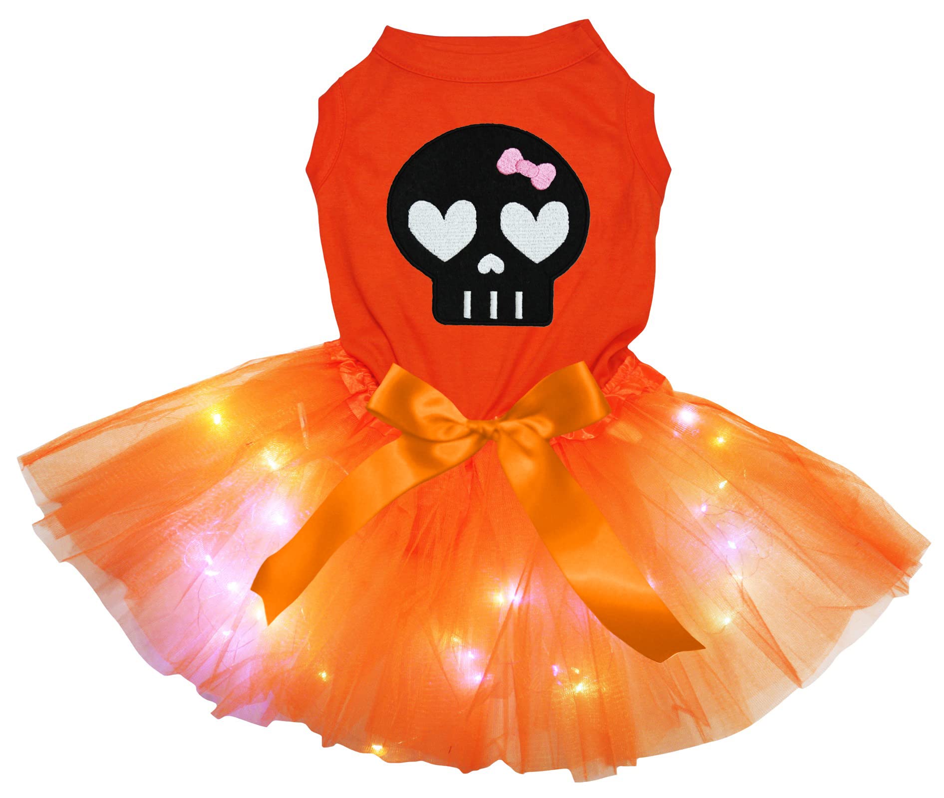 Robe pour chien avec tête de mort noire orange XXL à LED