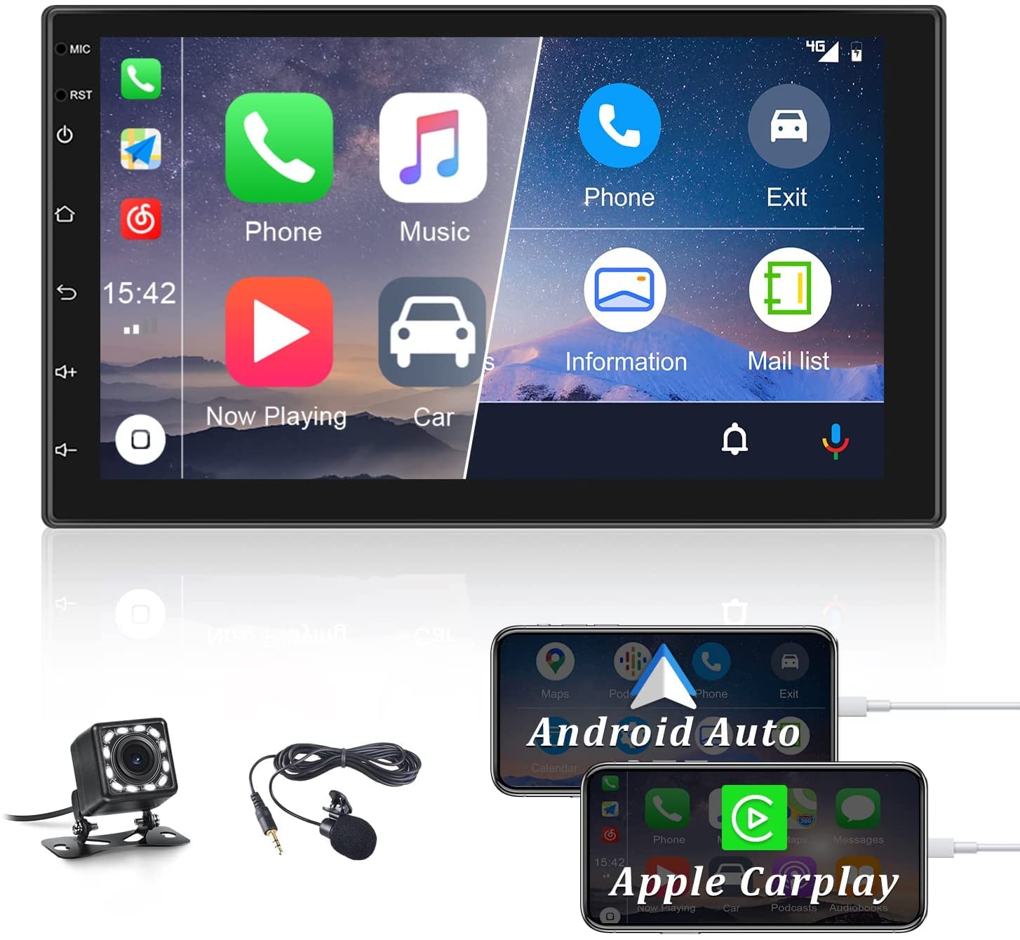 Buy Camecho Android Auto Double Din Car Stereo Carplay 7 Inch Bluetooth