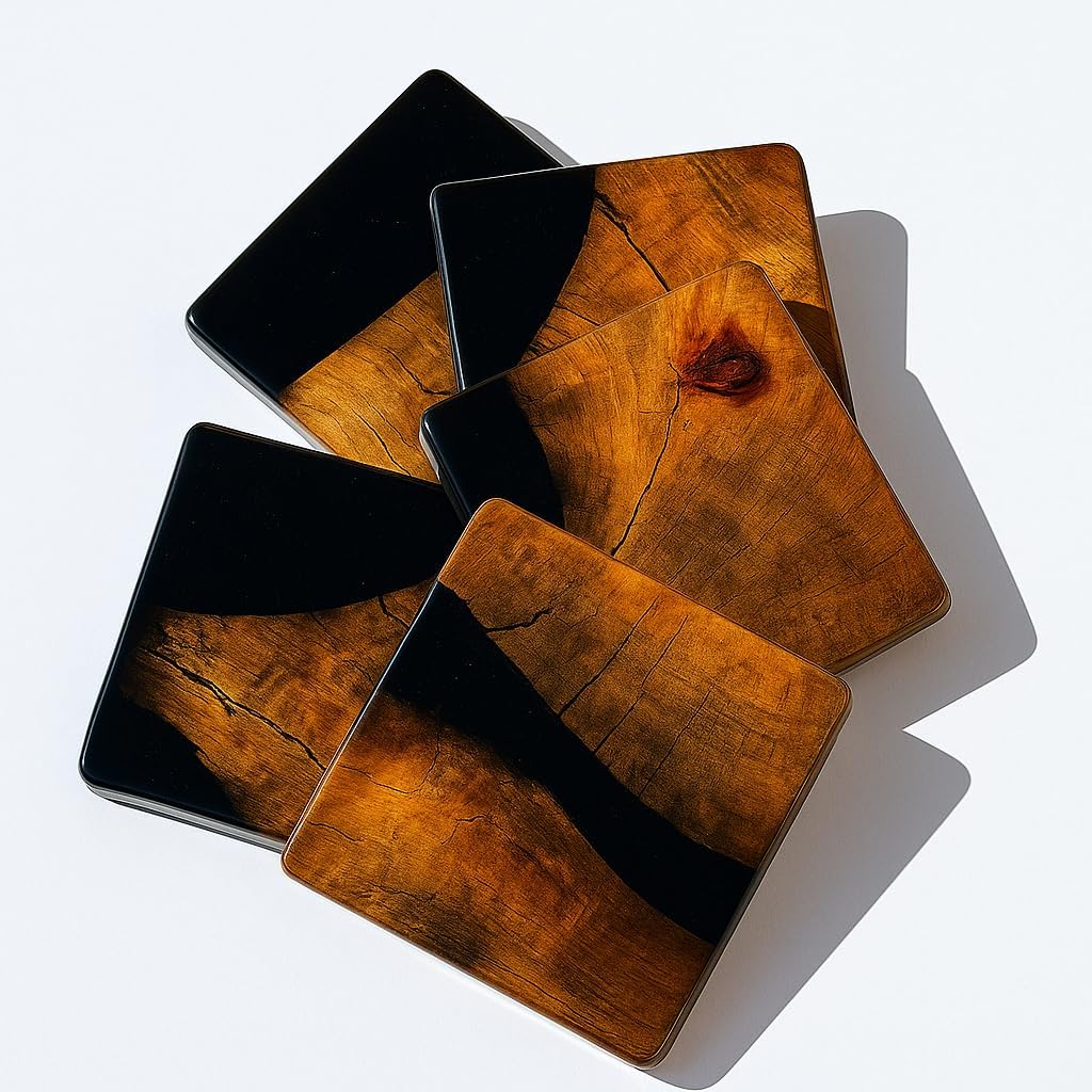 Handmade Wooden Coasters (Black)