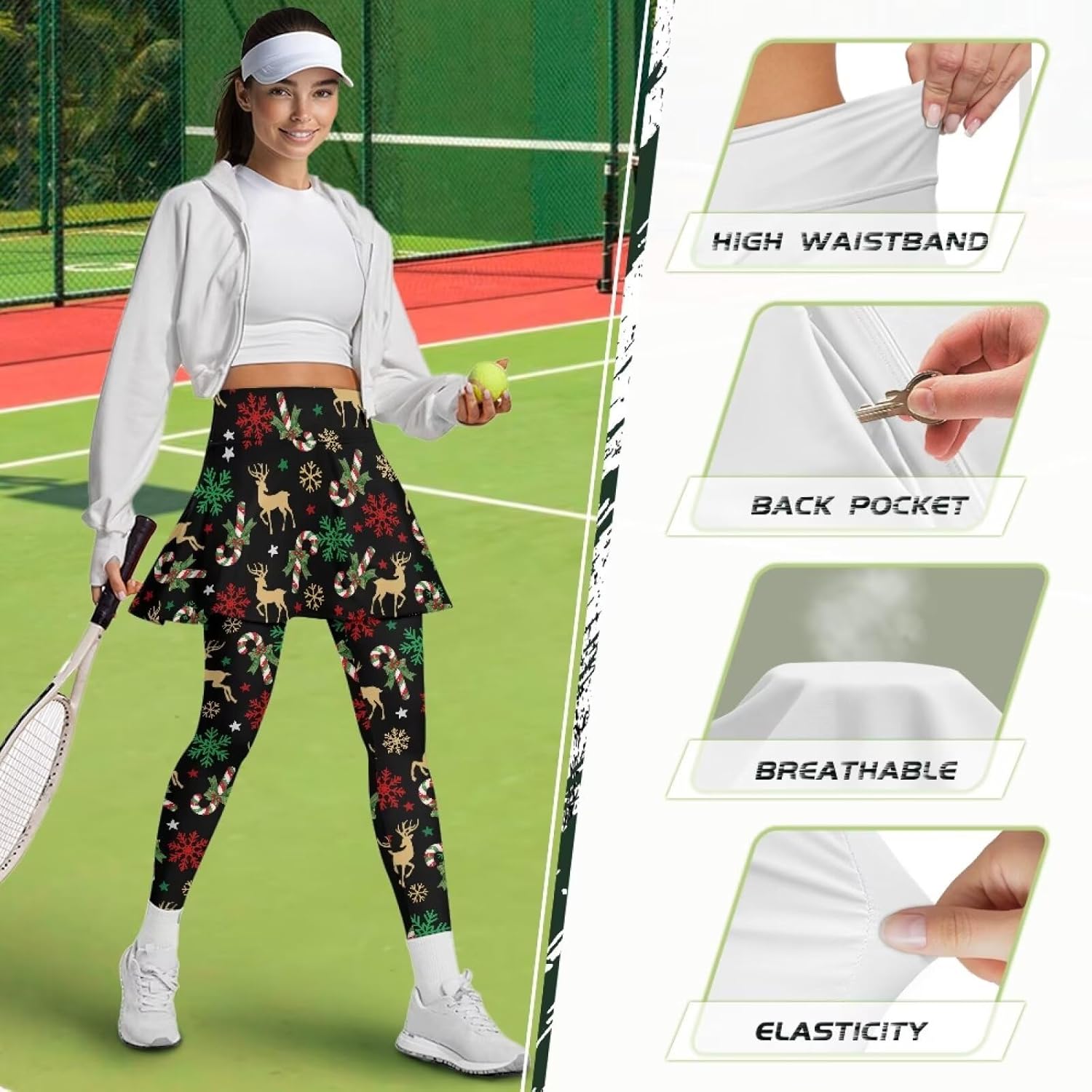 Womens Skirted Leggings Athletic Tennis Skirts Golf Skorts with Pockets Comfortable Capris Yoga Clothing XS-3XL