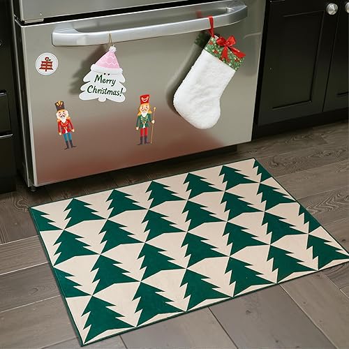Miniatura 3 de jinchan Alfombra de pasillo de Navidad de 2 x 7 pies, color verde, alfombra de pasillo verde para árbol de Navidad, alfombra lavable, alfombra