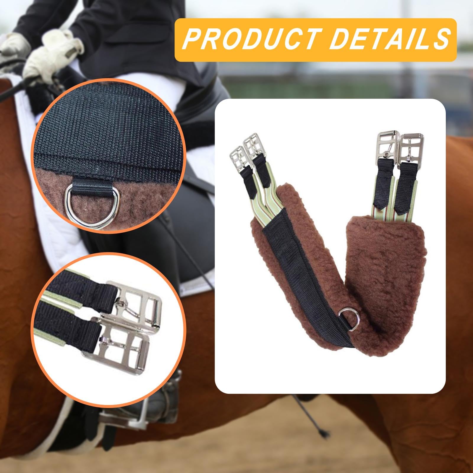 Cincha para Caballo Cincha para Montura Cincha Transpirable Cincha para Equitación con Hebilla de Acero Inoxidable Y Diseño Liviano Adecuada para Pase