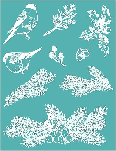 Miniatura 19 de BAOFALI Plantilla de serigrafía con temática navideña, impresión de serigrafía autoadhesiva reutilizable, para decoración/impresión