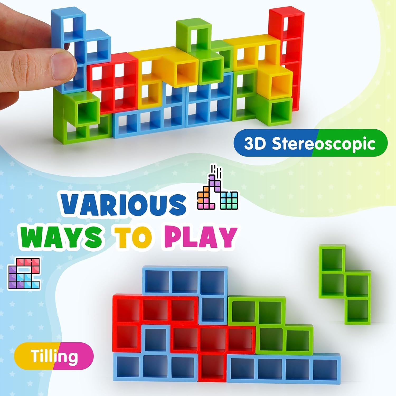 FERIO 16 PCs Tetra Tower Game, Tower Building Game, Truz Swinging Tetra Tower Balance Stacking Building Balance Blocks Colorful Building Blocks for Kids 5+ Years and Adults Party Games (16 Pcs) 2