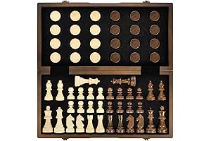 Amerous Magnetic Wooden Chess and Checkers Game Set