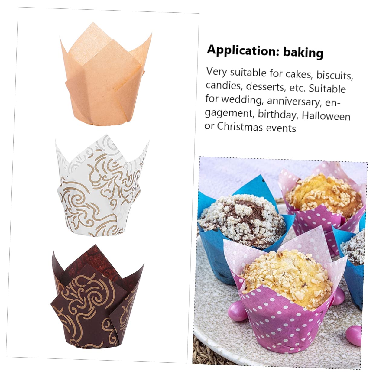 Amosfun Lot De 3 Moules À Muffins En Papier Huilé 3 Couleurs Caissettes À Caissettes À Muffins Moules À Gâteaux Moules À Pâtisserie Créatifs 150 Pièces X 3