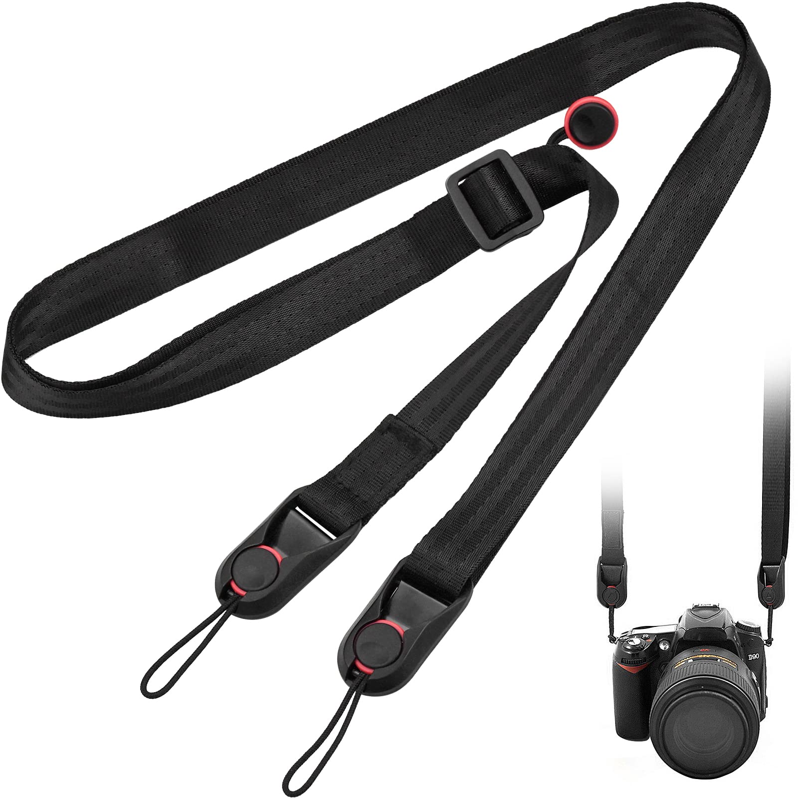 MEETOOT 4 Fibbie Regolabili Per Cinghia Fotocamera: Connettori In Plastica ABS Con Staffa, Larghezza 12 Mm, Colore Nero - 5