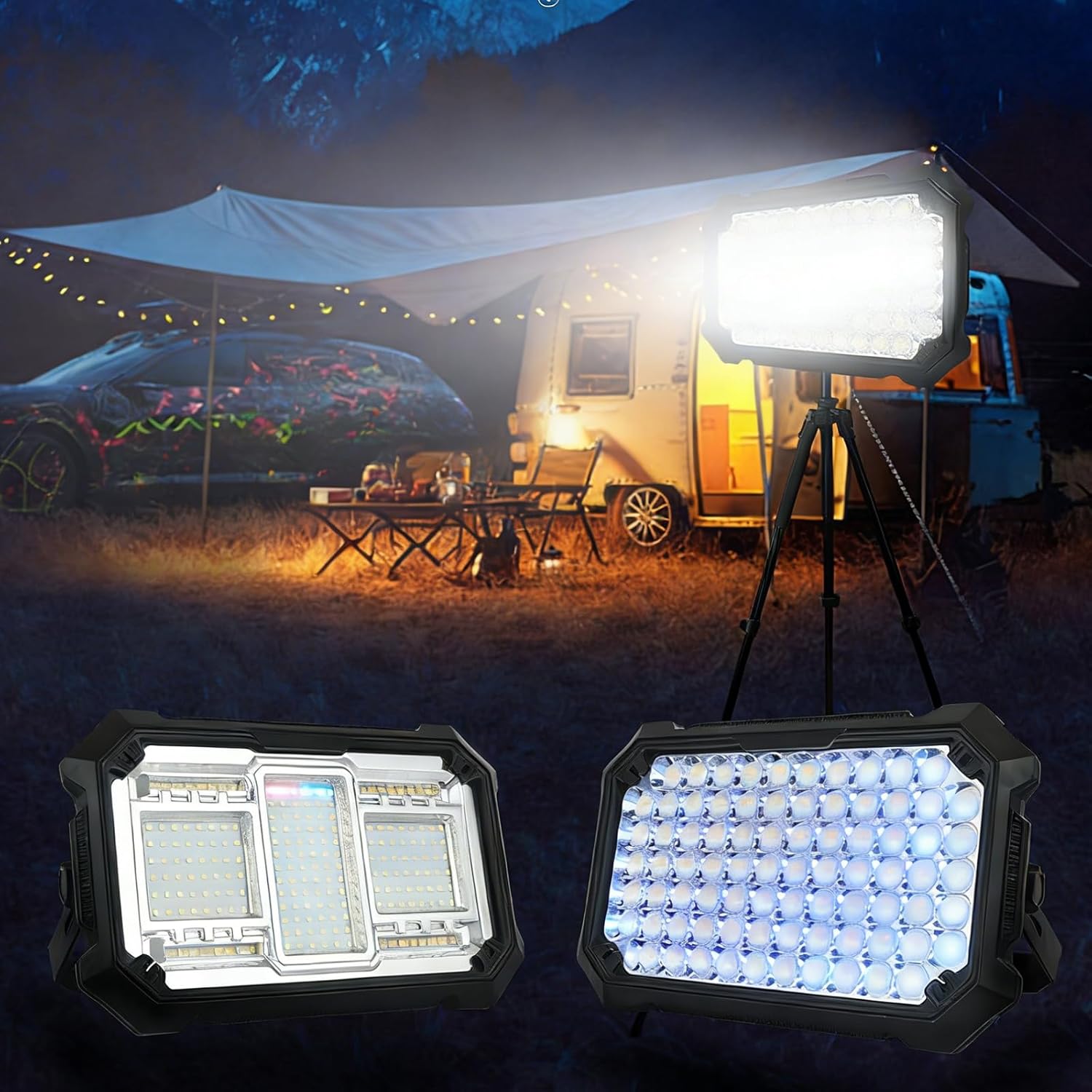1100 Brightness Rechargeable LED Work Light Featuring 6000mAh Battery and USB Port for Camping Security