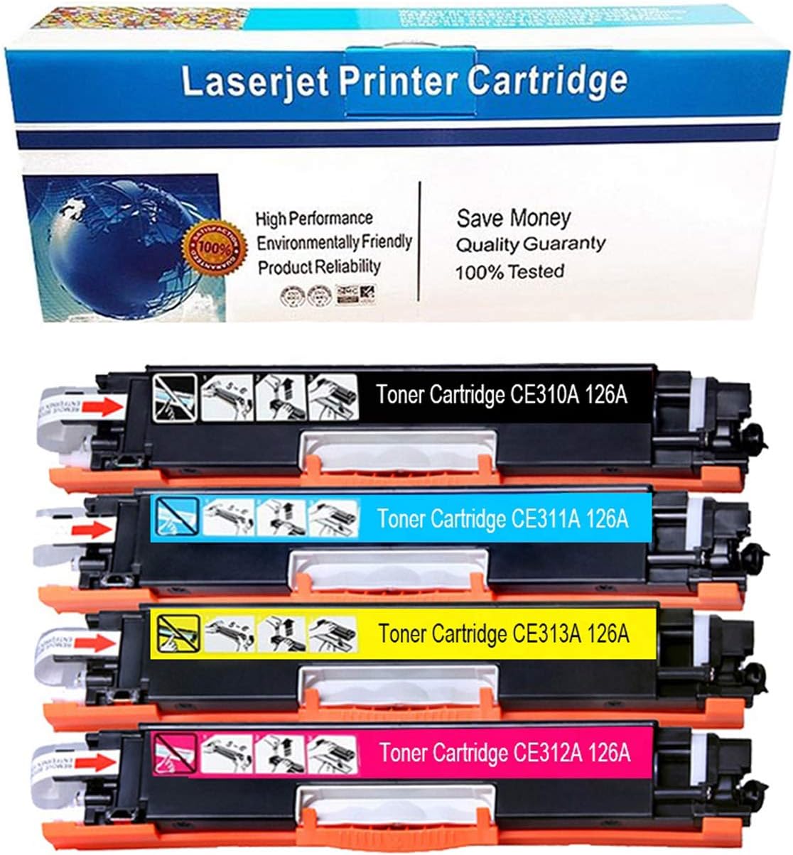 Machter Compatible Toner Cartridge Replacement for HP 126A CE310A CE311A CE312A CE313A for Color Laserjet Pro CP1025 CP1025NW M275 MFP M175A M175NW Printers (Black, Cyan, Magenta, Yellow, 4 Pack)