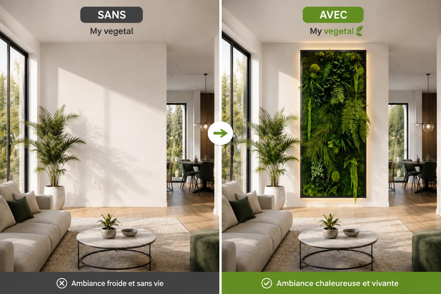 Mur Végétal stabilisé Intérieur JUNGLE Personnalisable - Kit DIY Facile avec Plantes Stabilisées Naturelles Sans Entretien - Décoration Murale Durable et Unique pour Salon, Bureau - Fabriqué en France
