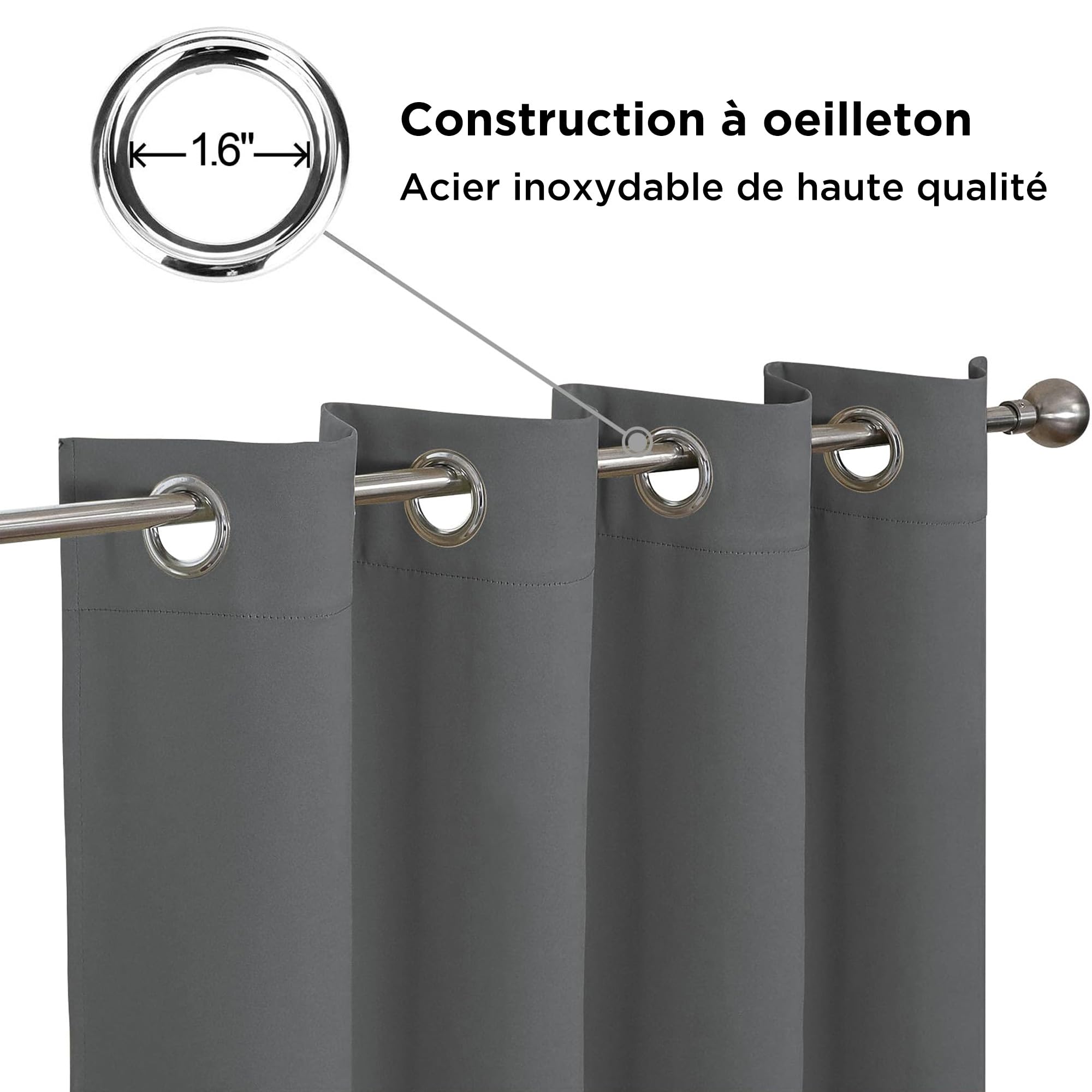 Rideau Occultant 2 Pièces 140x225cm, Rideau Thermique Isolant Anti Froid et Chaleur Tenture Opaque à Oeillets Lumiere Anti UV Decoration Chambre Maison Salon Intérieurs