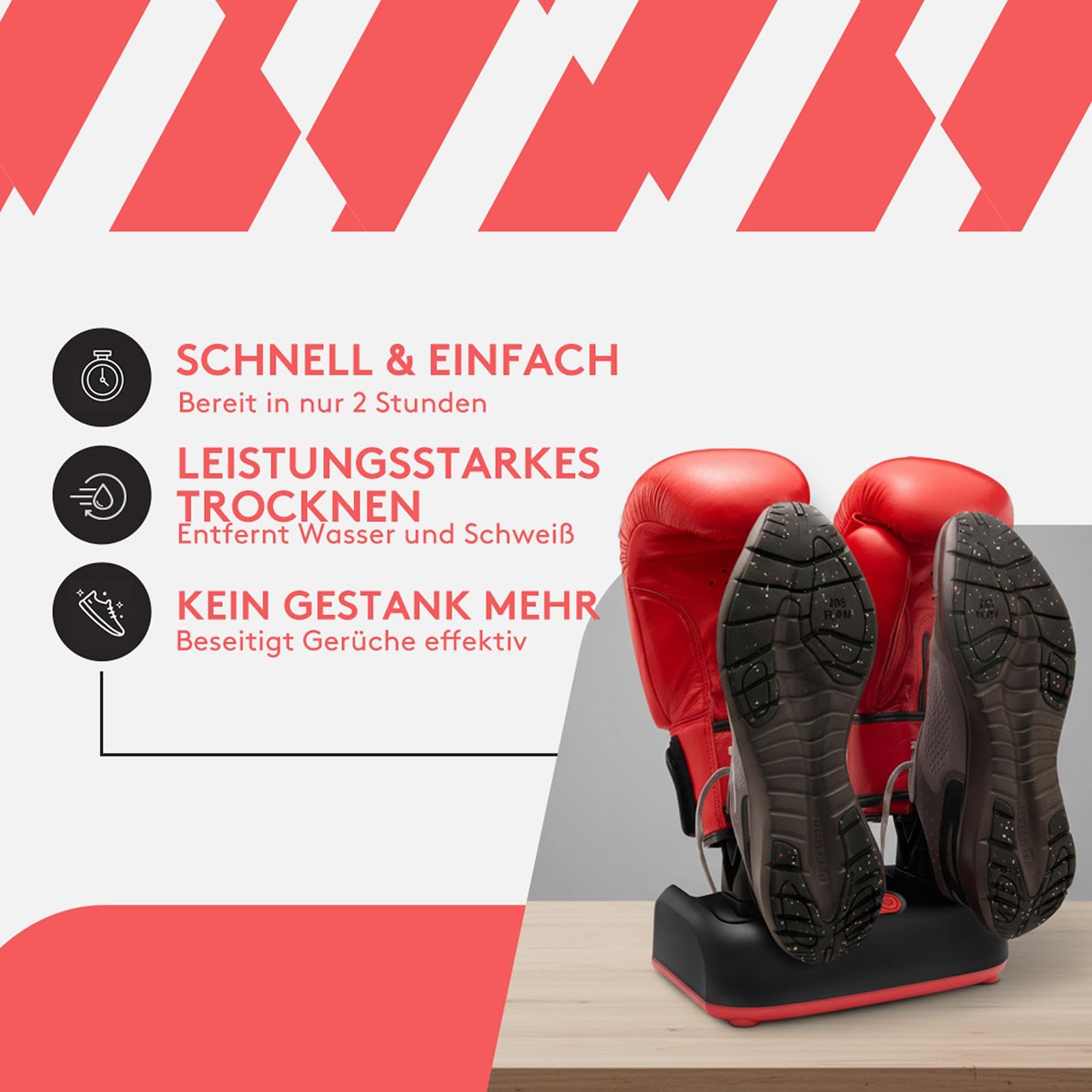 ShoeDry 2 Pair Schuhtrockner & Schuhdeo | Doppelte Stiefeltrockner & Schuhgeruchsentferner mit Aktivsauerstoff | Schuhdeo gegen Geruch antibakteriell für Fußballschuhe, Turnschuhe, & Mehr | 110W