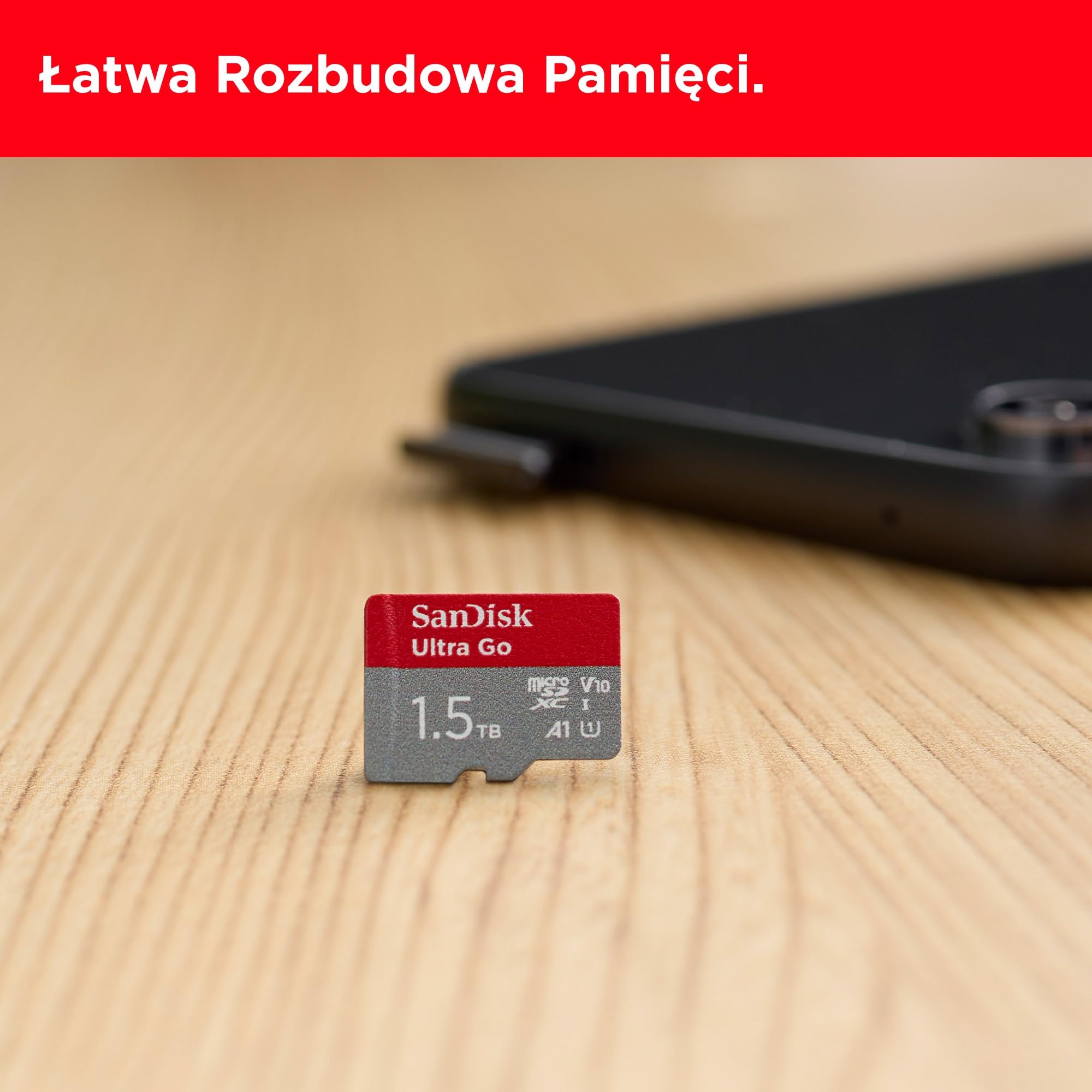 SanDisk Ultra Go karta micro SDXC + adapter SD 256 GB (do smartfonów i tabletów z systemem Android, karta pamięci do 150 MB/s, wideo Full HD, V10, A1, szybsza wydajność aplikacji, UHS-I, klasa 10, U1)