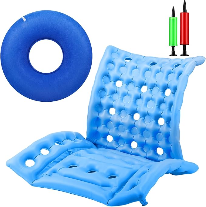 Inflatable Air Seat Cushion - Honeycomb Design For Back Pain, Travel, Office, Wheelchair - Portable & Washable