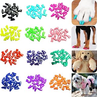 VICTHY 120pcs (12 Colors) Dog Nail Caps | Dog Claw Covers Dog Nail Covers with Adhesives Glue and Applicators(XXL)