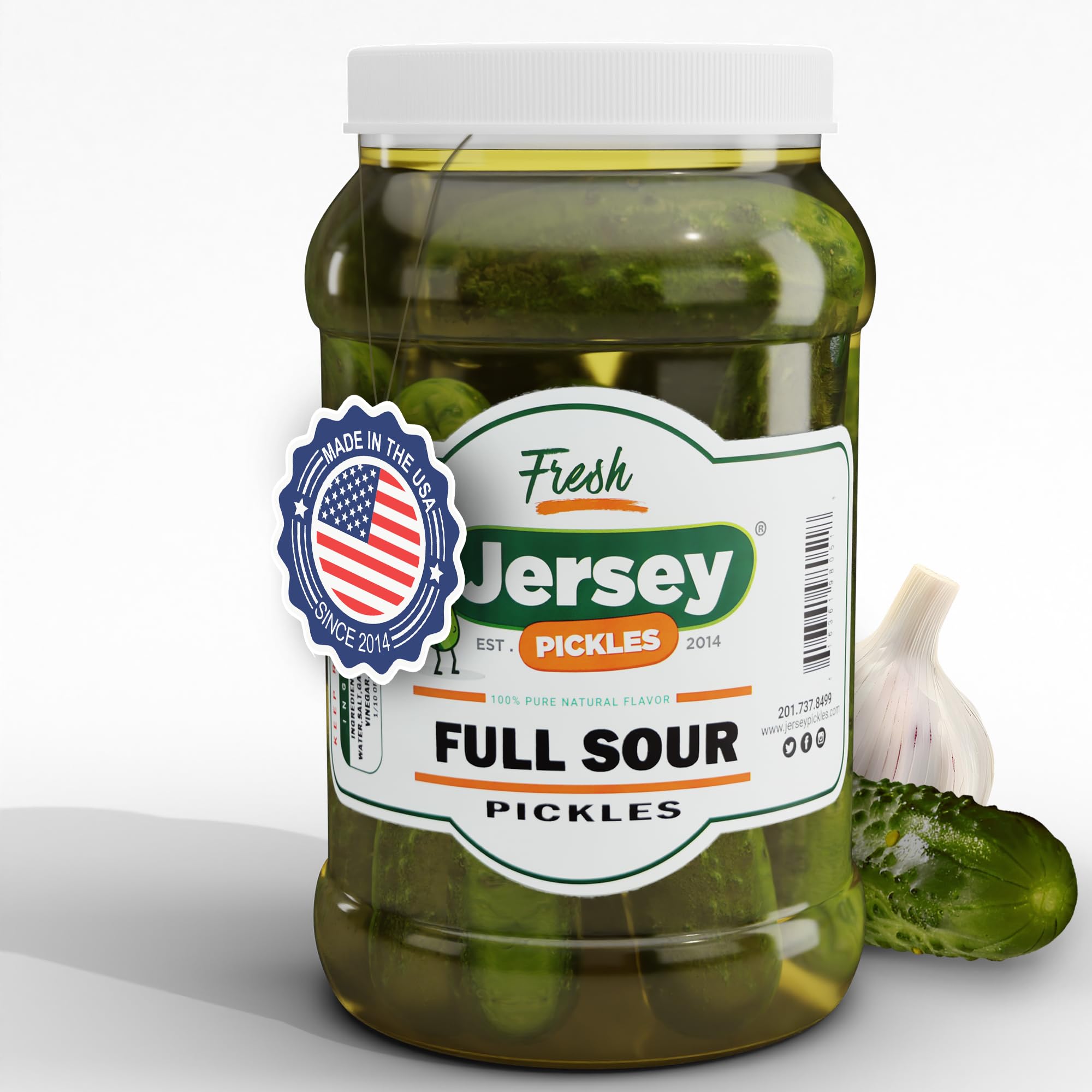 Jersey Pickles - Full Sour (Gallon) - Fresh, Keto-Friendly, and Perfect for Snacks, Sandwiches, or Salads – The perfect Pickle Jars Cornichon for