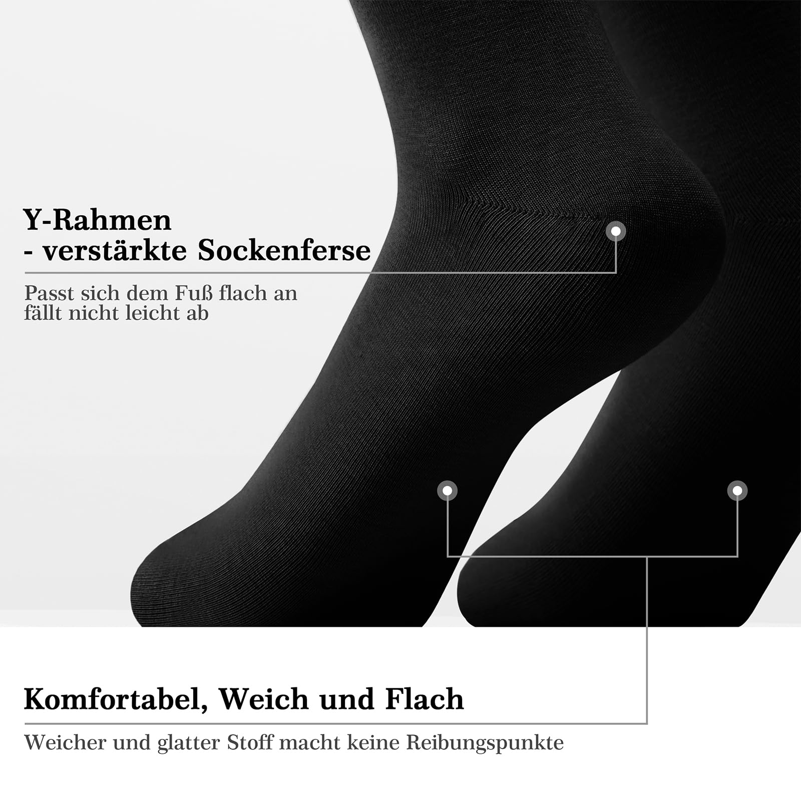 Fullluwaa 12 Paar Socken Herren Damen,Soft Baumwolle Herrensocken,Lange Arbeitssocken Schwarz