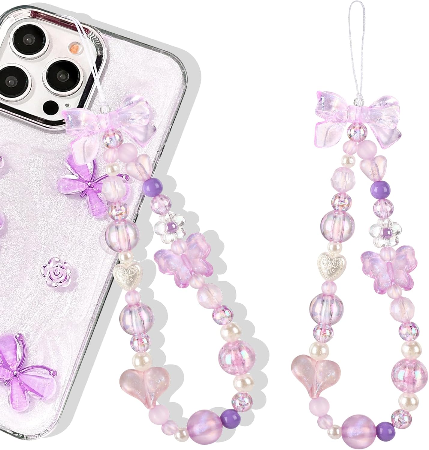 Phone Charms Strap-Pink Bow Strawberry Cherry Charm Strap Universal Lanyard Wrist Chain String for Phone Case - Amazon product rated Grade B