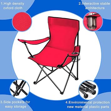 Folding Camping Chairs with Carrying Bag Portable Lawn Chairs Lightweight Beach Chairs Outdoor Collapsible Chair with Mesh Cup Holder for Travel Outside Camp Beach Fishing Sports