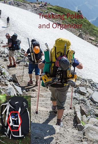 Miniatura 5 de Bastones de trekking, bastón plegable para hombres, mujeres, 5 engranajes plegables, organiza en la mochila, bastón de caminar con cuerda,