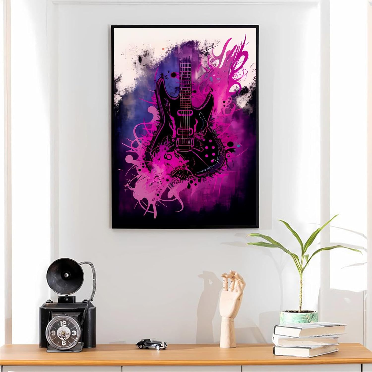 Gabbana Purple Guitar 5D Diamond Painting for Adults, Guitar Diamond Art, Diamond Dots Gem Art Garden Decoration Aesthetic 16x24 Inch