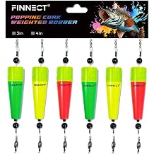 Popping Cork Fishing Floats, 3in/4in Weighted Fishing Bobbers, 3/6-Pack for Saltwater & Freshwater
