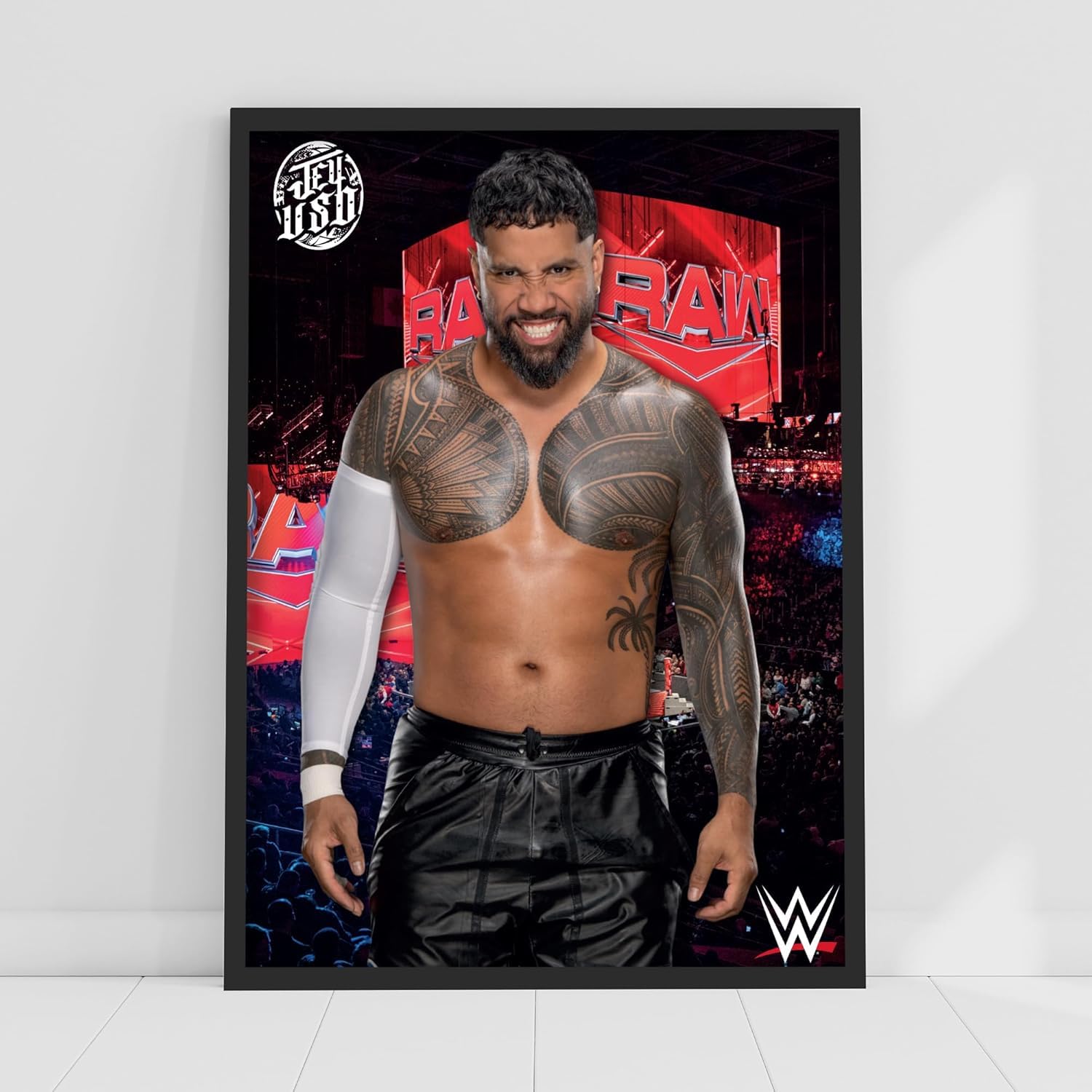 Themed Black Wwe Print - Jey Uso Crowd Poster Wrestling Wall Art (29.7Cm X 42Cm - A3)