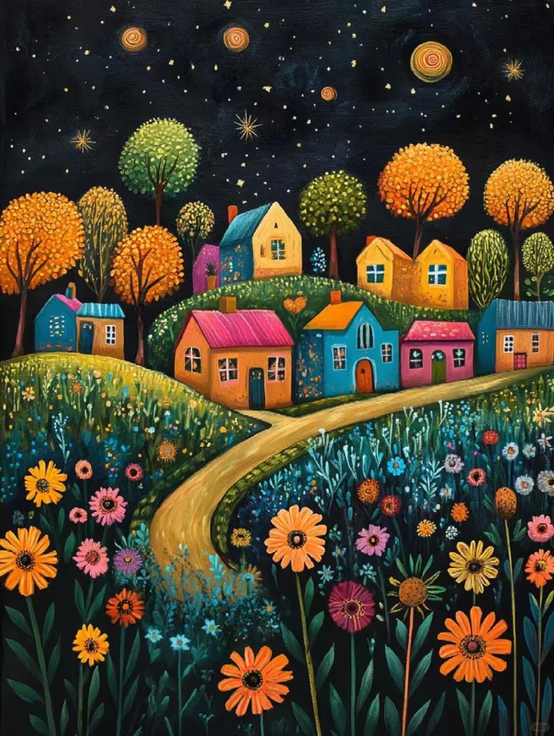 Rqwybcaxn Z Seed Bead Embroidery Kits Town At Night 40X50cm