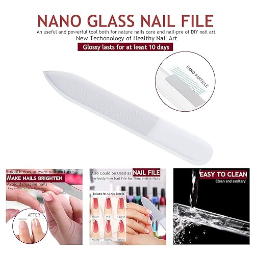 Miniatura 5 de Juego de manicura de 6 piezas en 1, acero inoxidable, herramientas profesionales para el cuidado de uñas, incluyendo nanocristal, brillo de uñas,