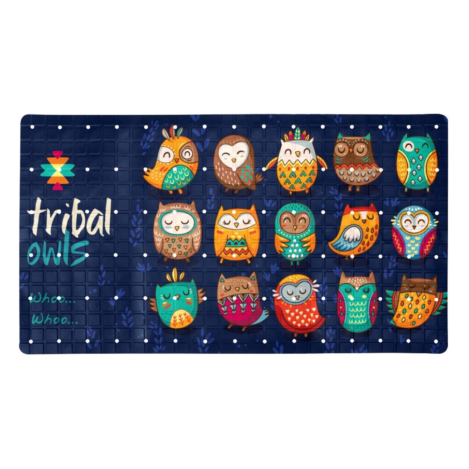Tapis de bain chouette indienne anti-glisse 120 ventouses