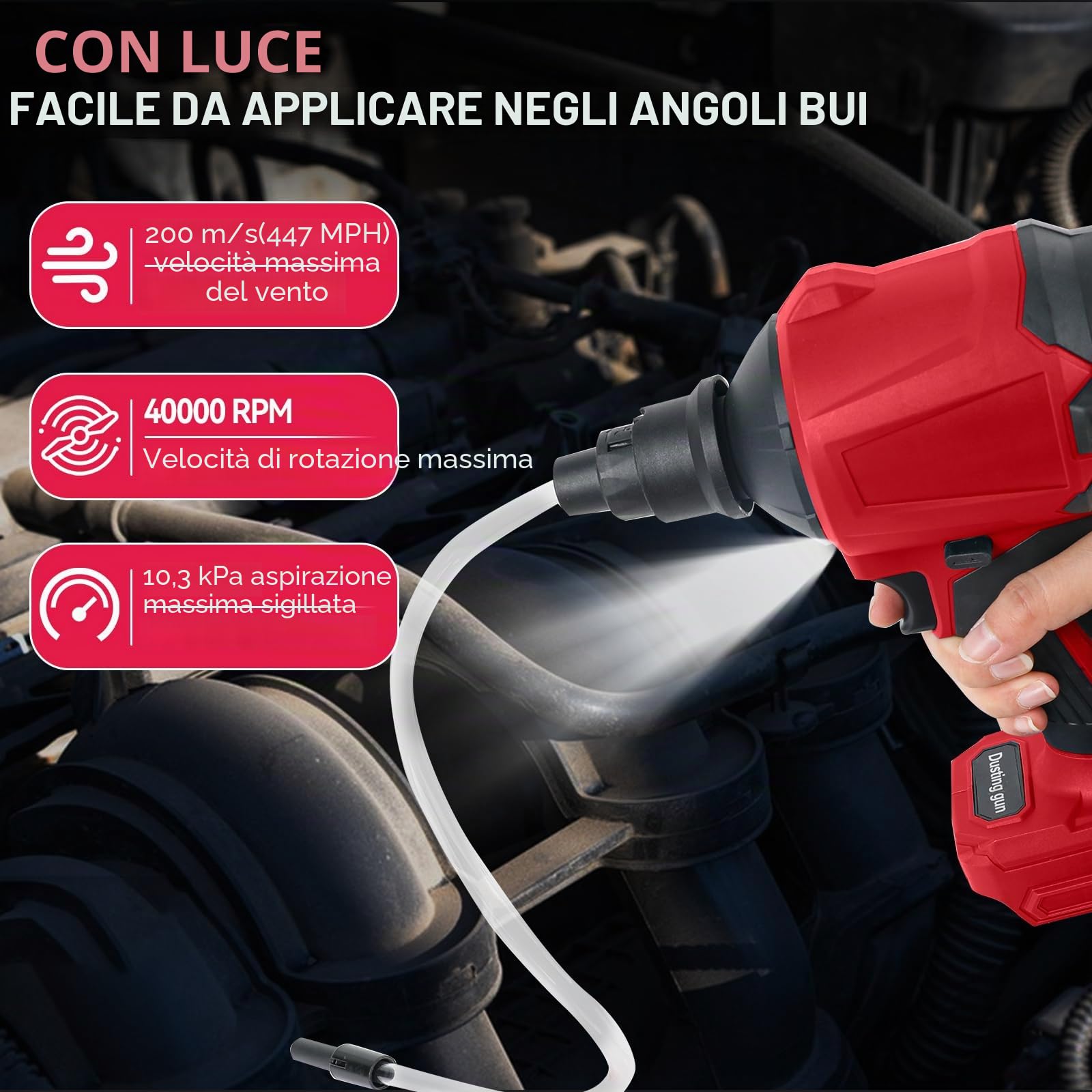 Ventola a batteria per Milwaukee M18 18 V, 40000 giri/min, soffiatore per foglie, 447 MPH, motore continuo per officina, casa e auto (senza batteria)