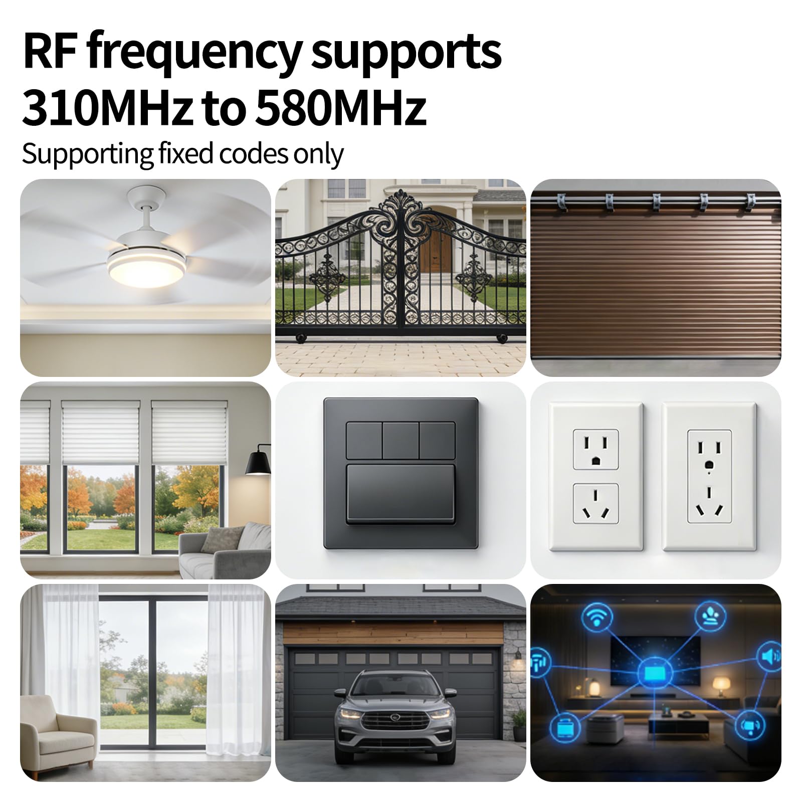 Télécommande Intelligente RF WiFi, Apprentissage de Programmation, Réglage d'Horloge, Adaptée aux Dispositifs RF tels que Rideaux Motorisés et Éclairage à Commande Distante Compatible Alexa