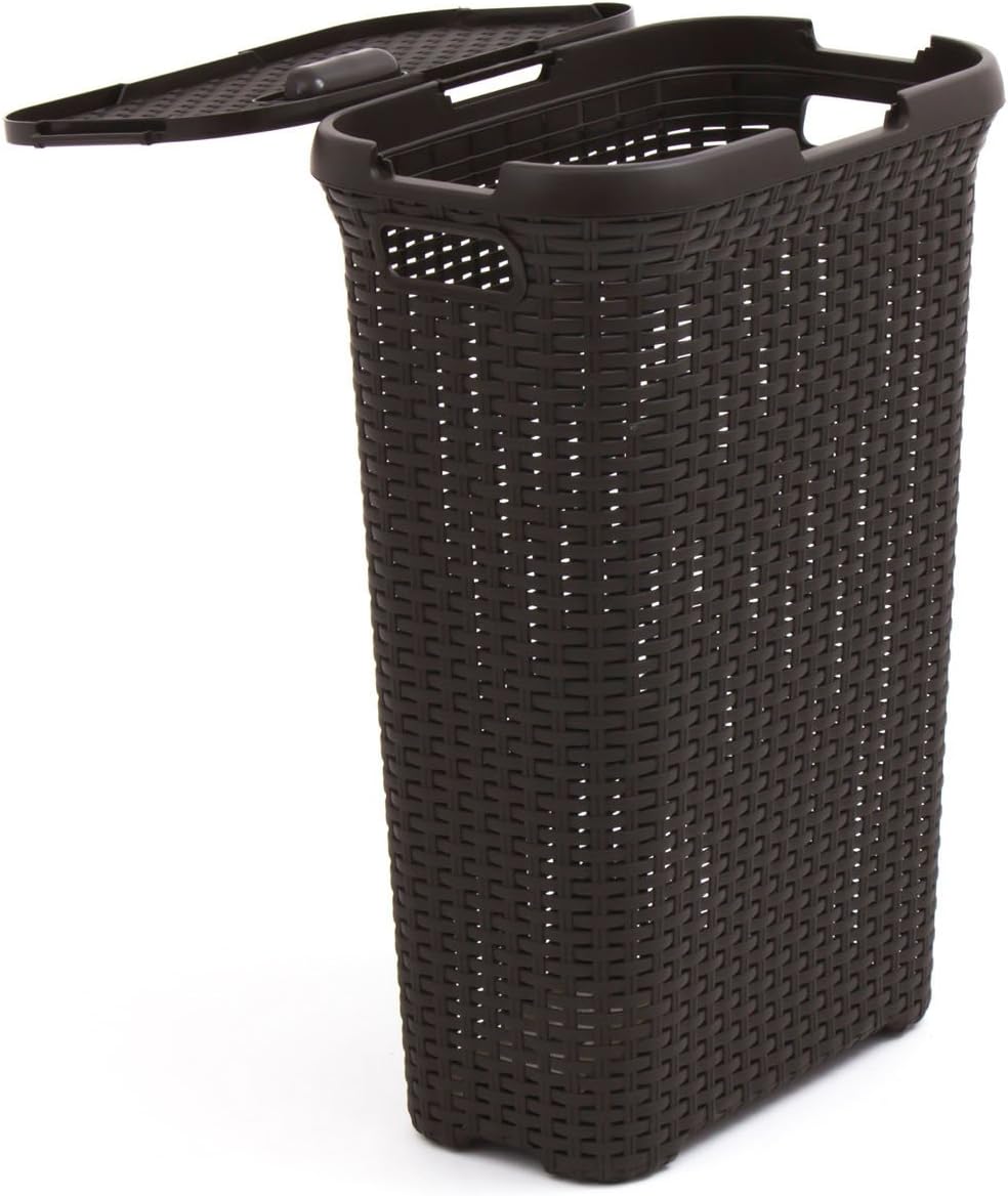 Curver 193009 Faux Rattan Laundry Basket 40 Liters Polypropylene 44.7 x 26.5 x 61.5 cm Chocolate