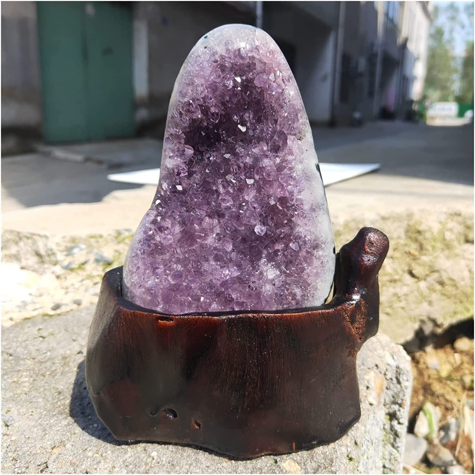 Amethyst Rough Stone Uruguay Stein Amethyst Geode Kristall Quarz Cluster Home Decor Display Amethyste (Size : 800-900g)
