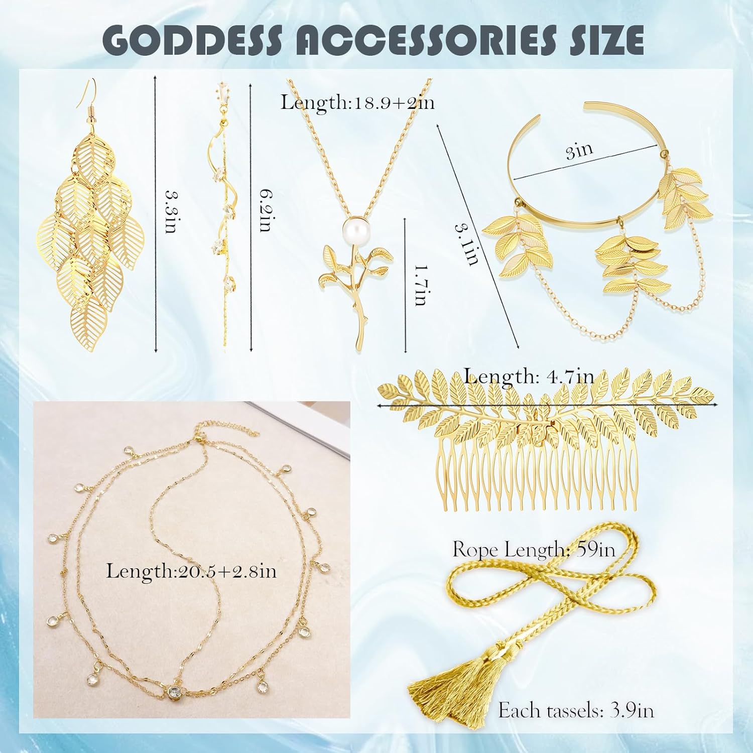 Greek Goddess Costume Accessories Set for Women Grecian Golden Laurel Leaf Headpiece Arm Cuff Bridal Wedding Earrings Halloween Roman Toga Costume Jewelry - Image 6