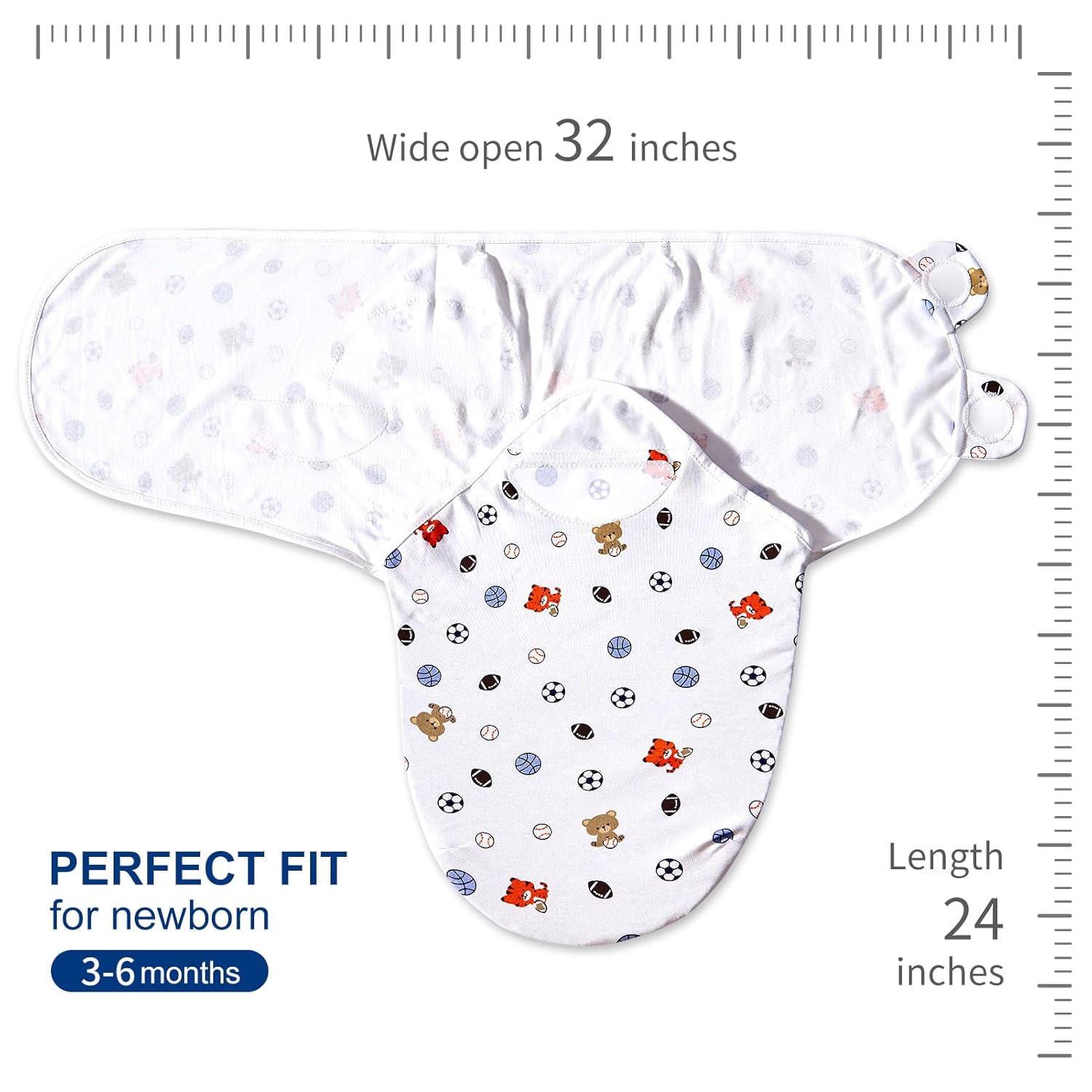 Bubble bear Baby Boy Girl Swaddle Blankets, 3-6 Months - Hypoallergenic, Adjustable Swaddle Sleep Sacks, Cute Soccer Ball, Dinosaur Pattern, 3 Pack