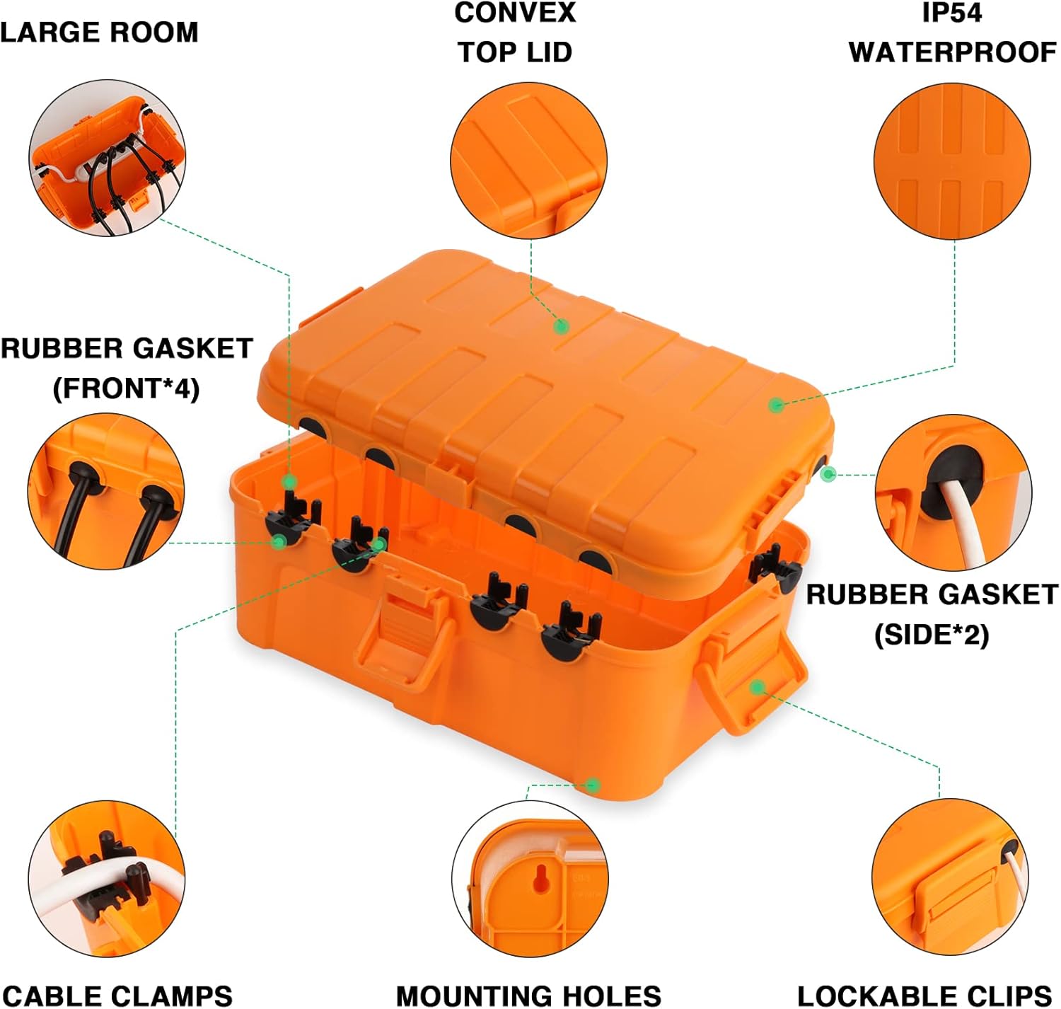 3 Pack Outdoor Extension Cord Safety Cover with Waterproof Seal, Large Outdoor Electrical Box, IP54 Waterproof Outdoor Extension Cord Cover Weatherproof,Orange